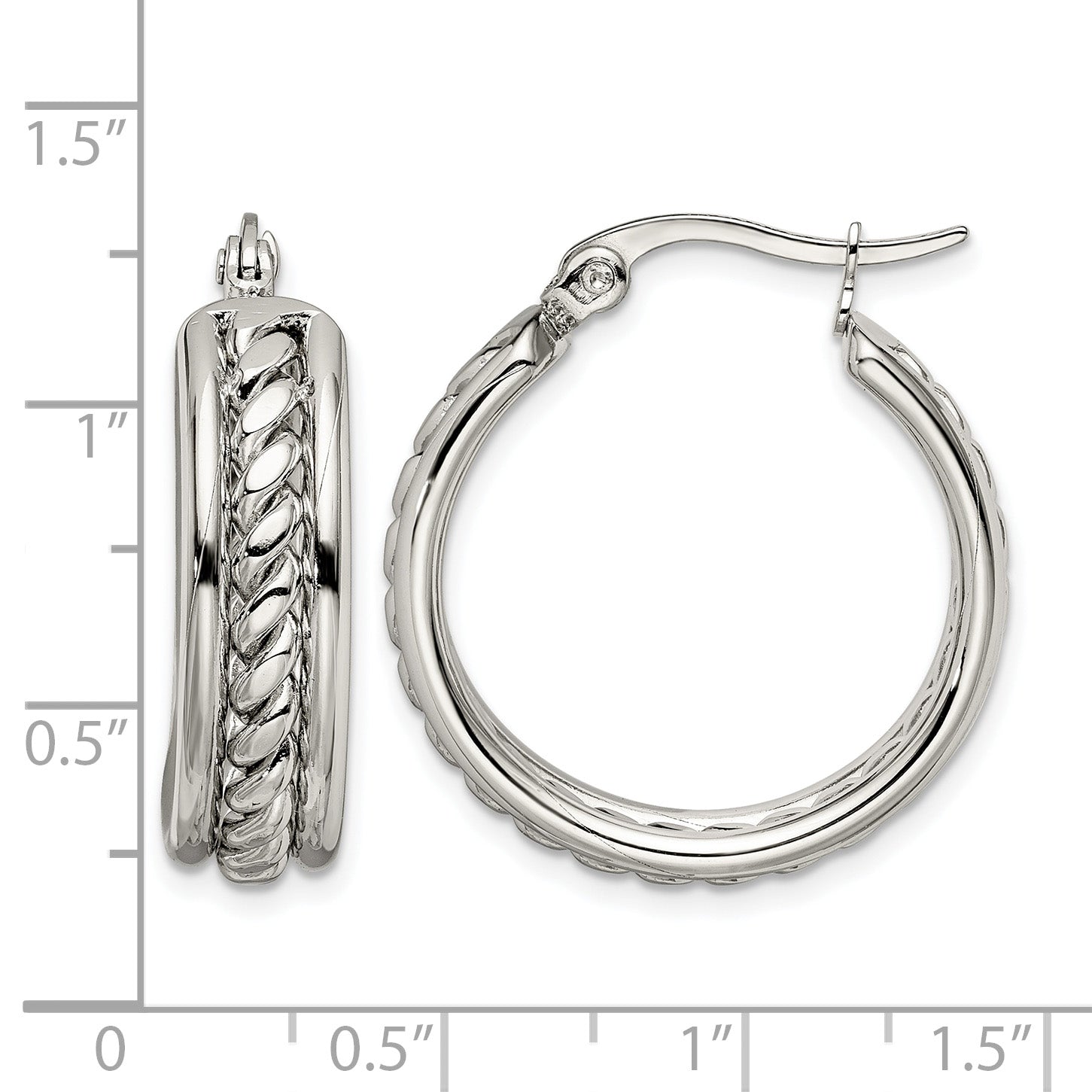 Stainless Steel Polished Twisted Hoop Earrings for Women