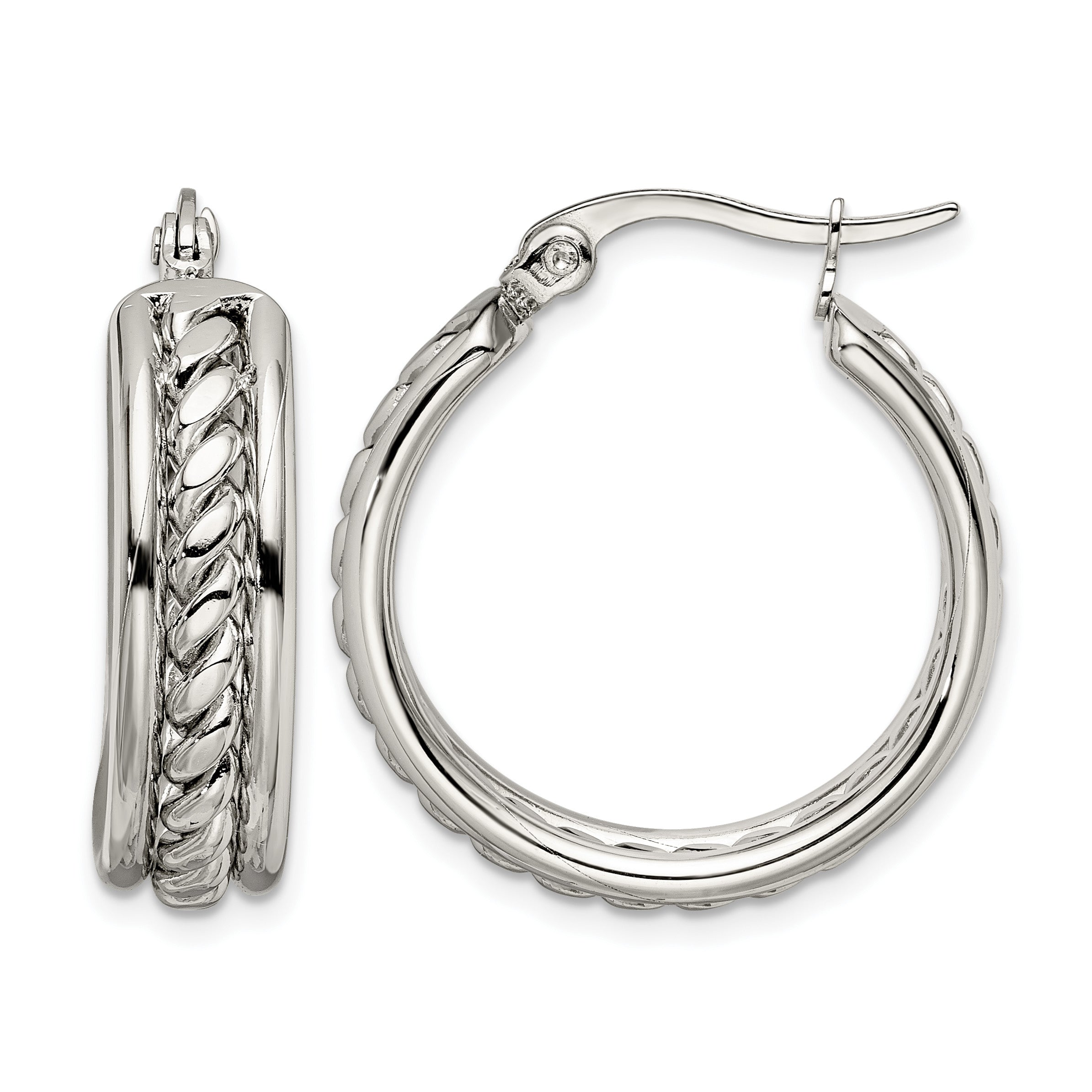 Stainless Steel Polished Twisted Hoop Earrings for Women Main image
