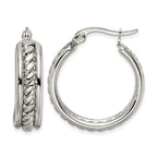 Stainless Steel Polished Twisted Hoop Earrings for Women