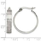 Stainless Steel Polished Textured Hoop Earrings for Women