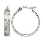 Stainless Steel Polished Textured Hoop Earrings for Women