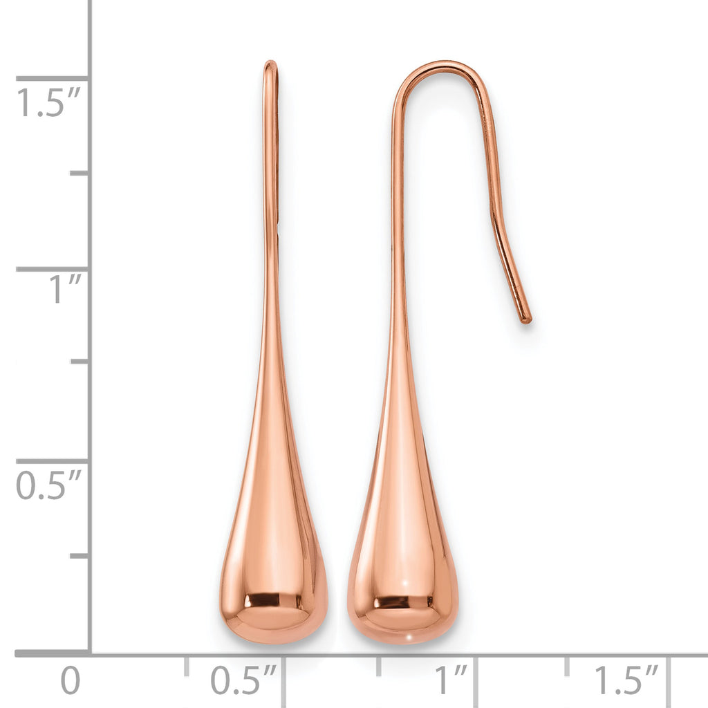 Stainless Steel Rose Gold-Tone Polished Drop Dangle Earrings for Women