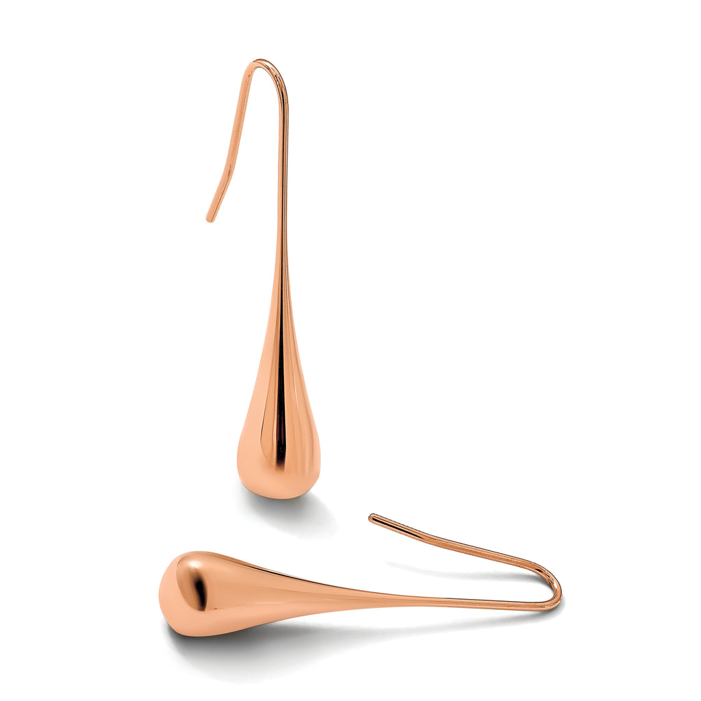Stainless Steel Rose Gold-Tone Polished Drop Dangle Earrings for Women