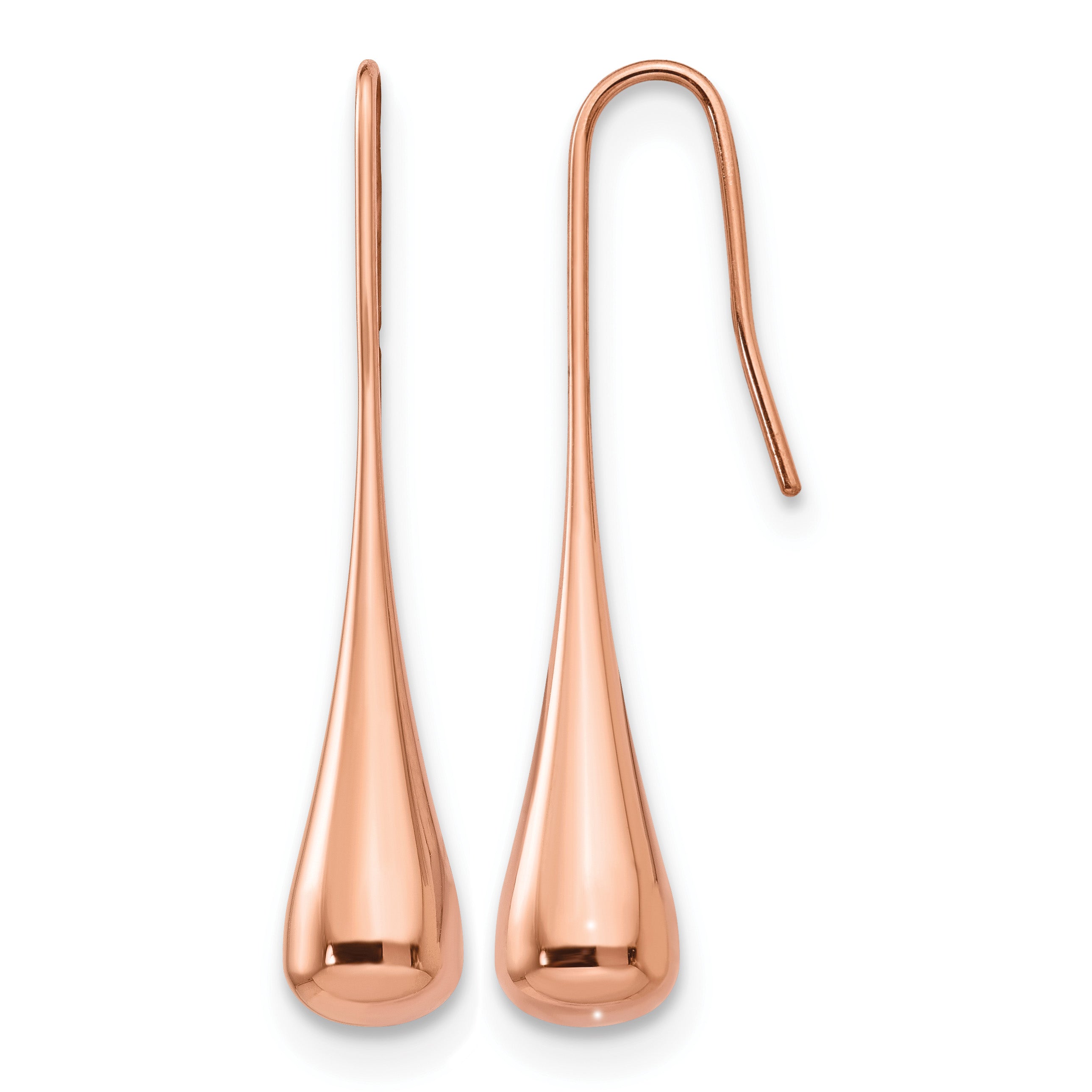 Stainless Steel Rose Gold-Tone Polished Drop Dangle Earrings for Women