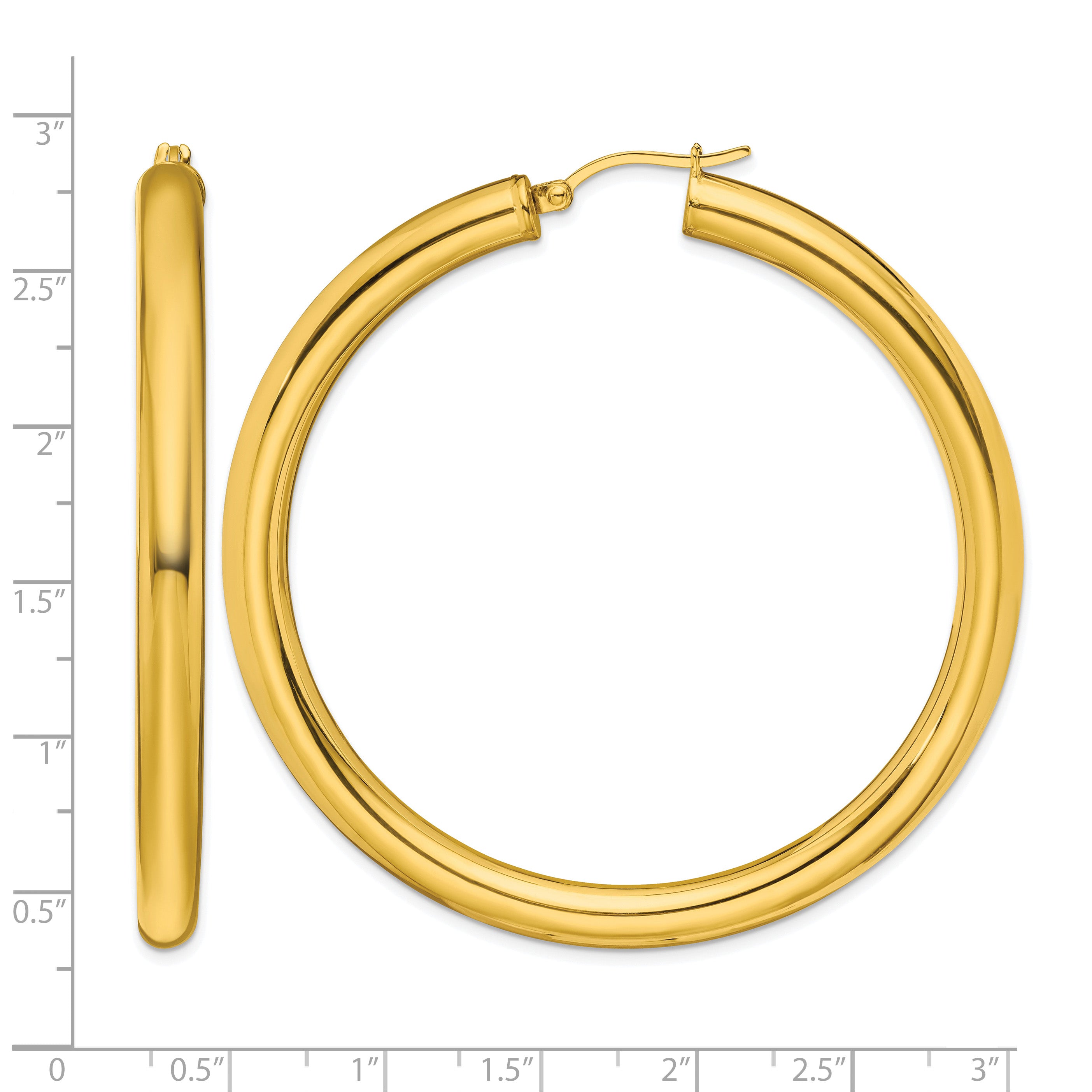 Stainless Steel Gold-Tone Polished Hoop Earrings for Women