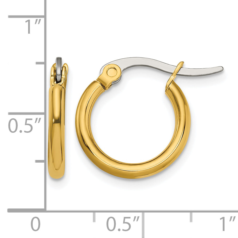 Stainless Steel Gold-Tone Polished Hoop Earrings for Women