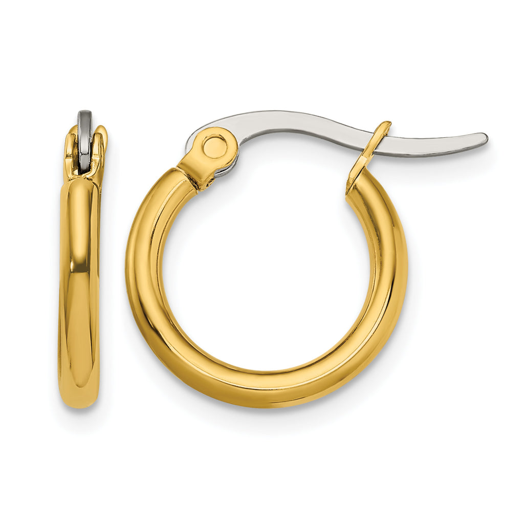 Stainless Steel Gold-Tone Polished Hoop Earrings for Women