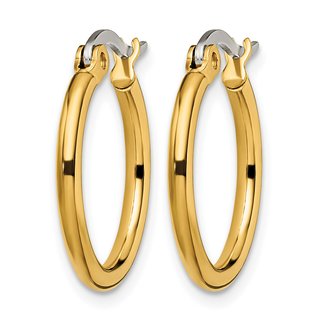 Stainless Steel Gold-Tone Polished Hoop Earrings for Women