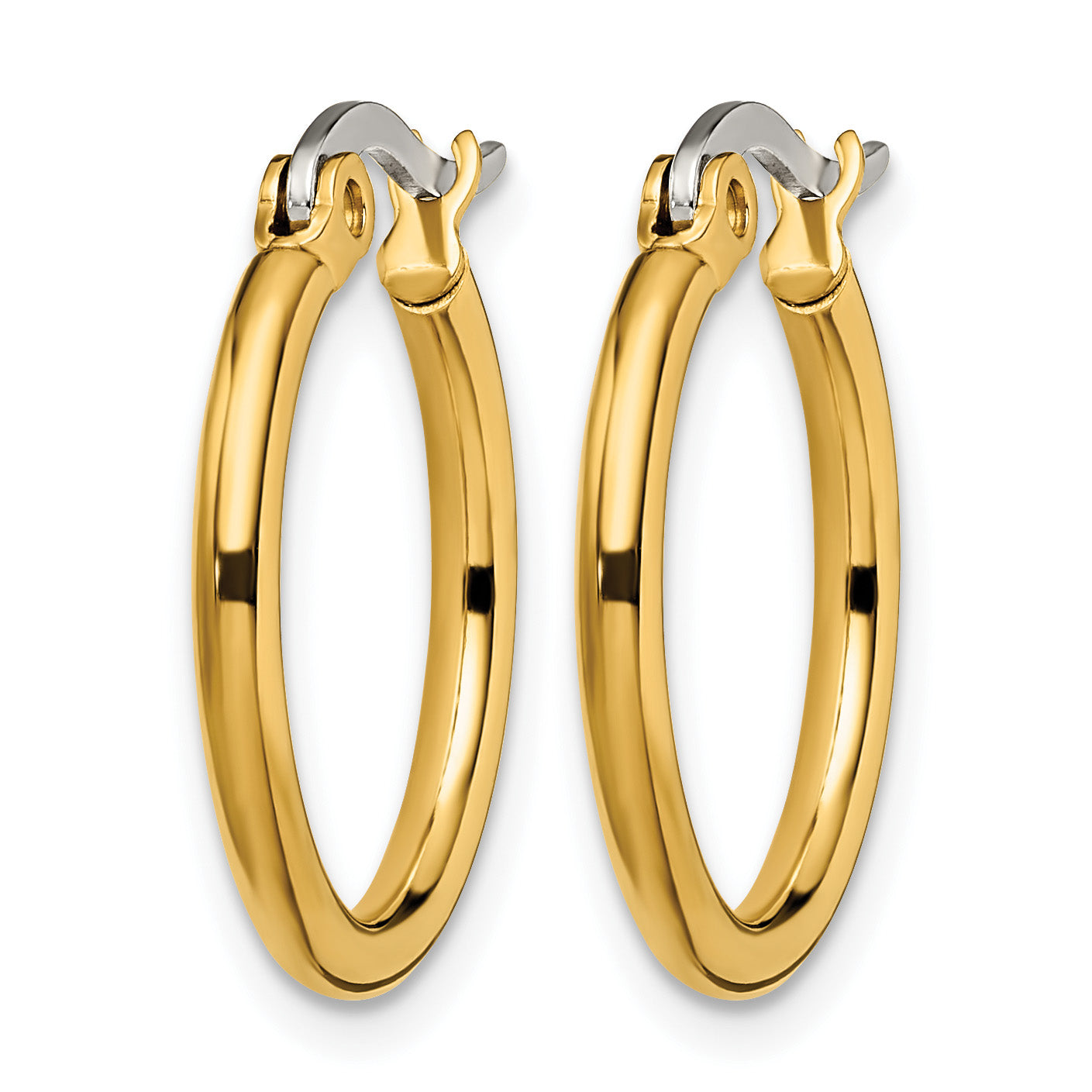 Stainless Steel Gold-Tone Polished Hoop Earrings for Women