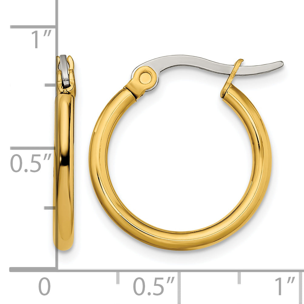 Stainless Steel Gold-Tone Polished Hoop Earrings for Women
