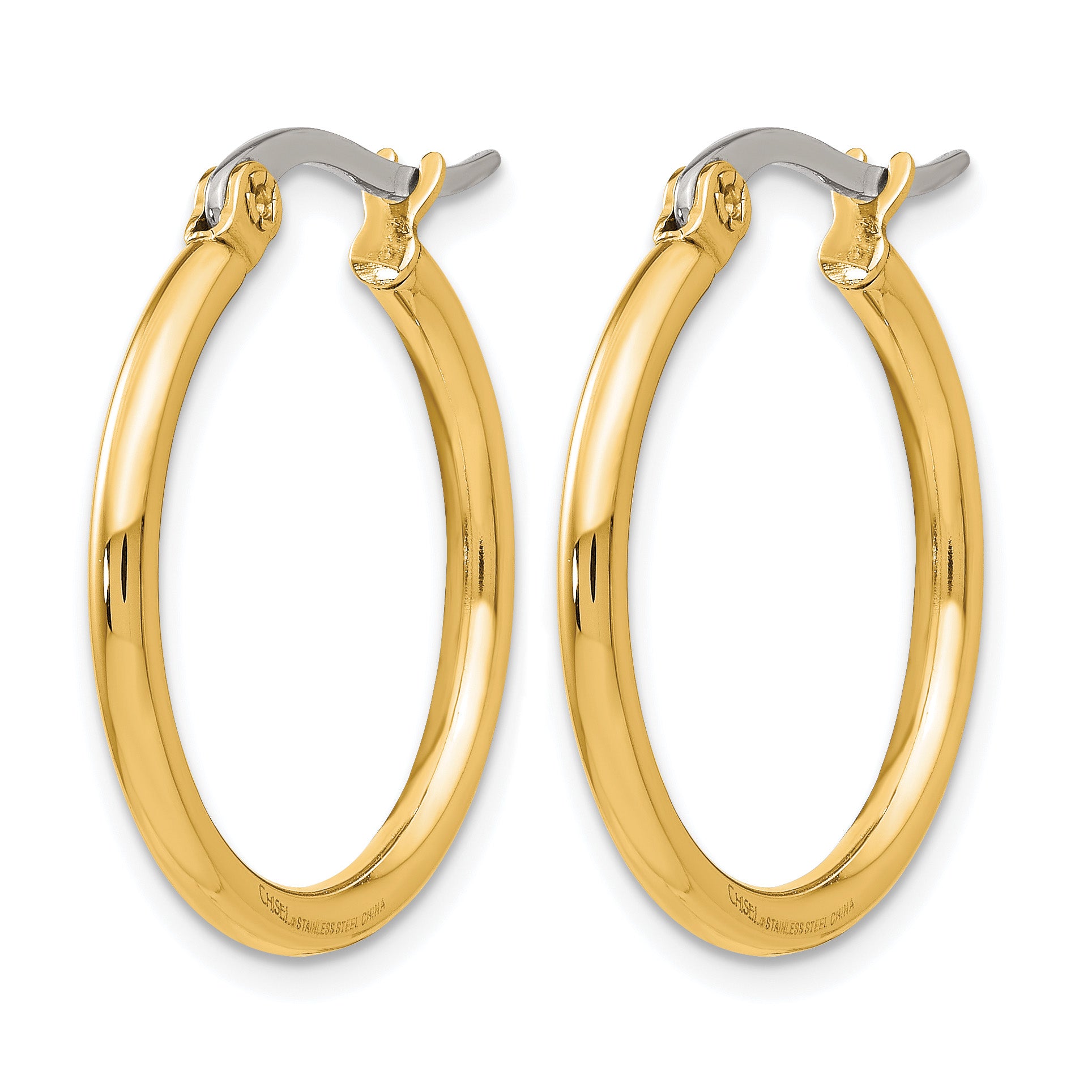 Stainless Steel Gold-Tone Polished Hoop Earrings for Women Secondary image