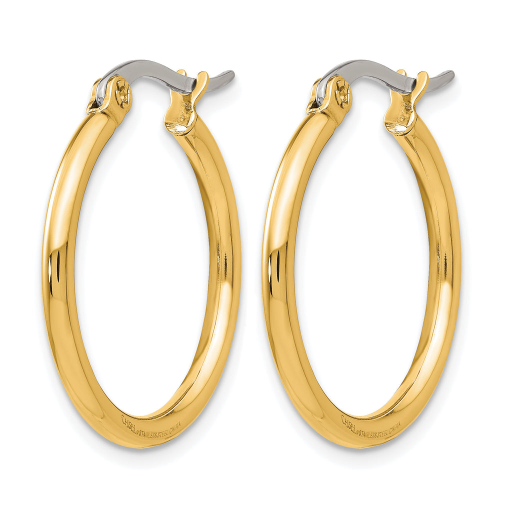 Stainless Steel Gold-Tone Polished Hoop Earrings for Women