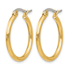 Stainless Steel Gold-Tone Polished Hoop Earrings for Women