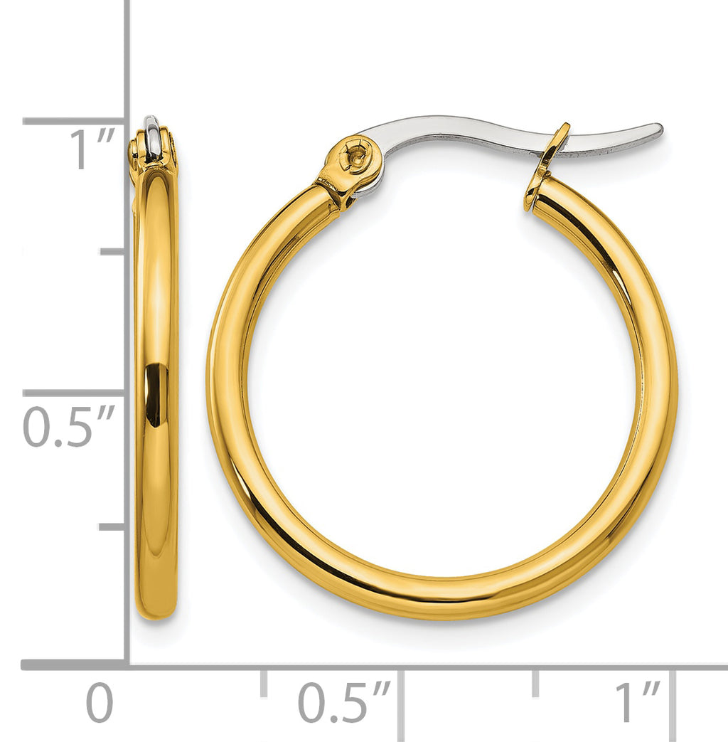 Stainless Steel Gold-Tone Polished Hoop Earrings for Women