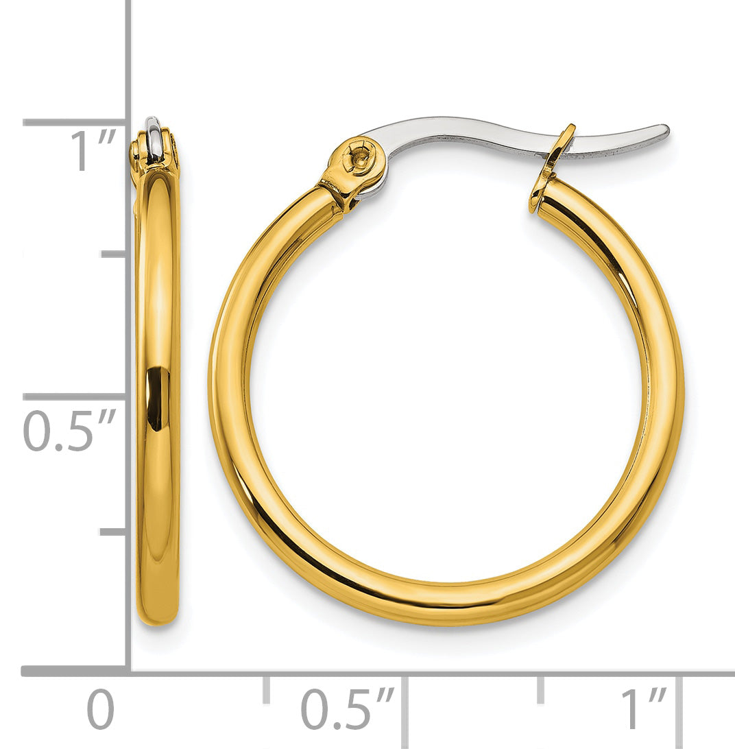 Stainless Steel Gold-Tone Polished Hoop Earrings for Women