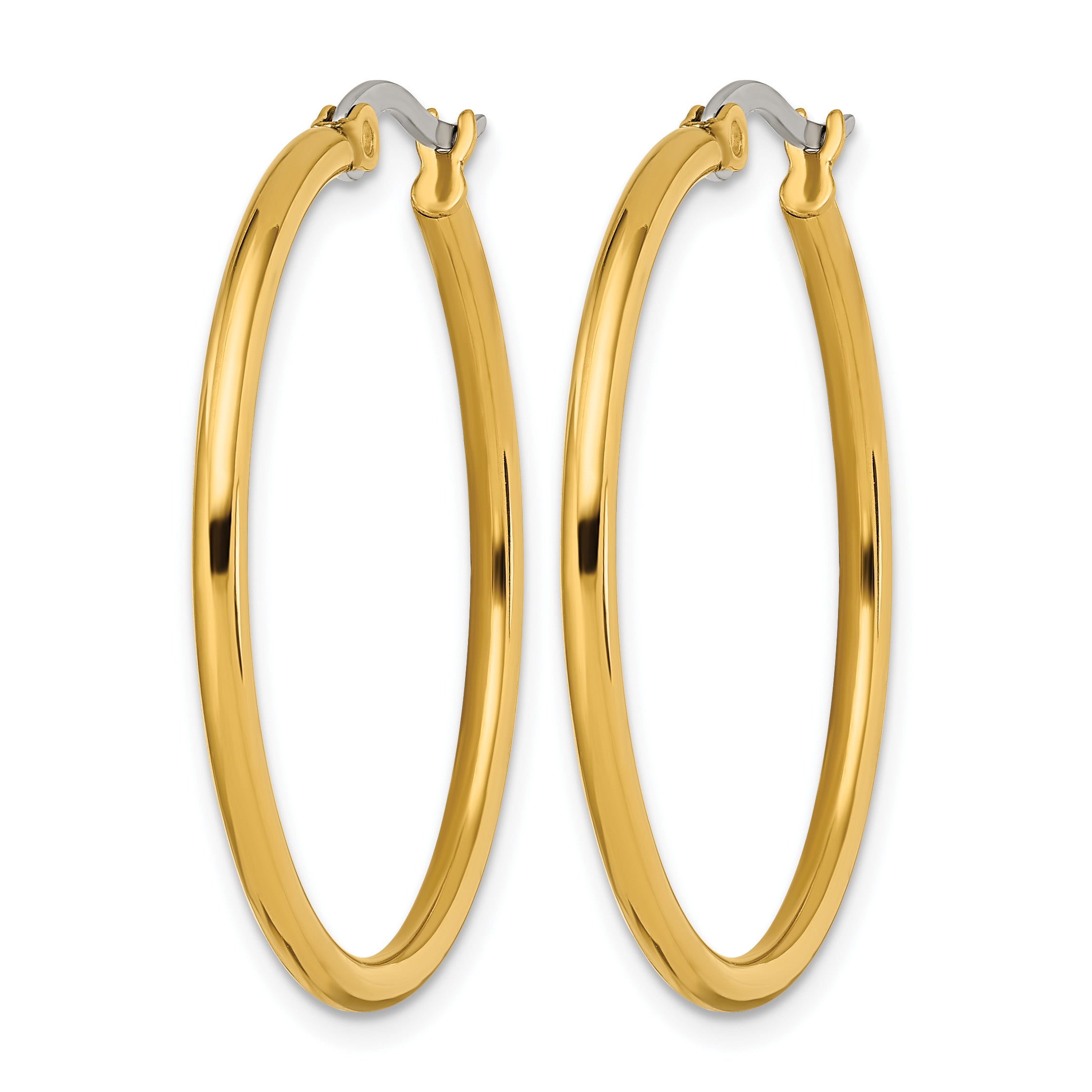 Stainless Steel Gold-Tone Polished Hoop Earrings for Women Secondary image