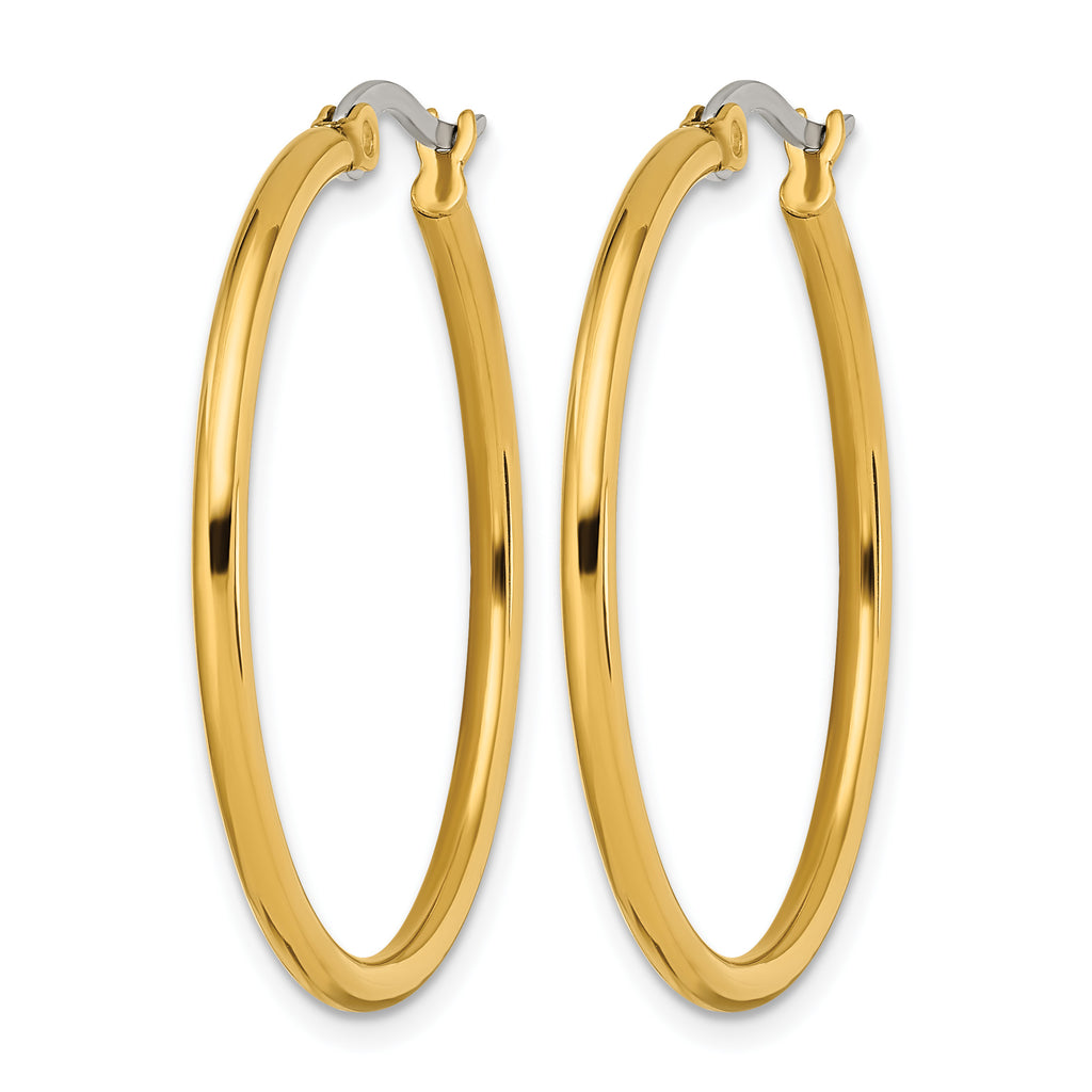 Stainless Steel Gold-Tone Polished Hoop Earrings for Women