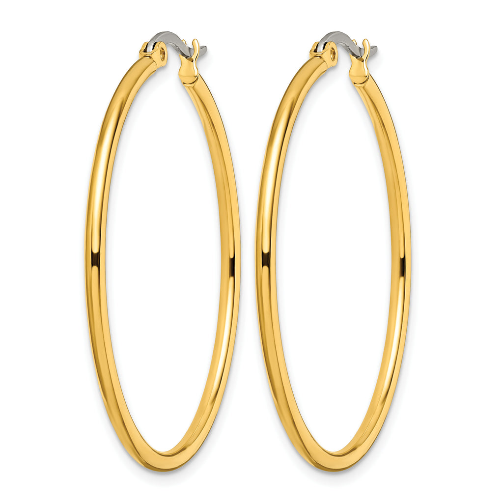 Stainless Steel Gold-Tone Polished Hoop Earrings for Women