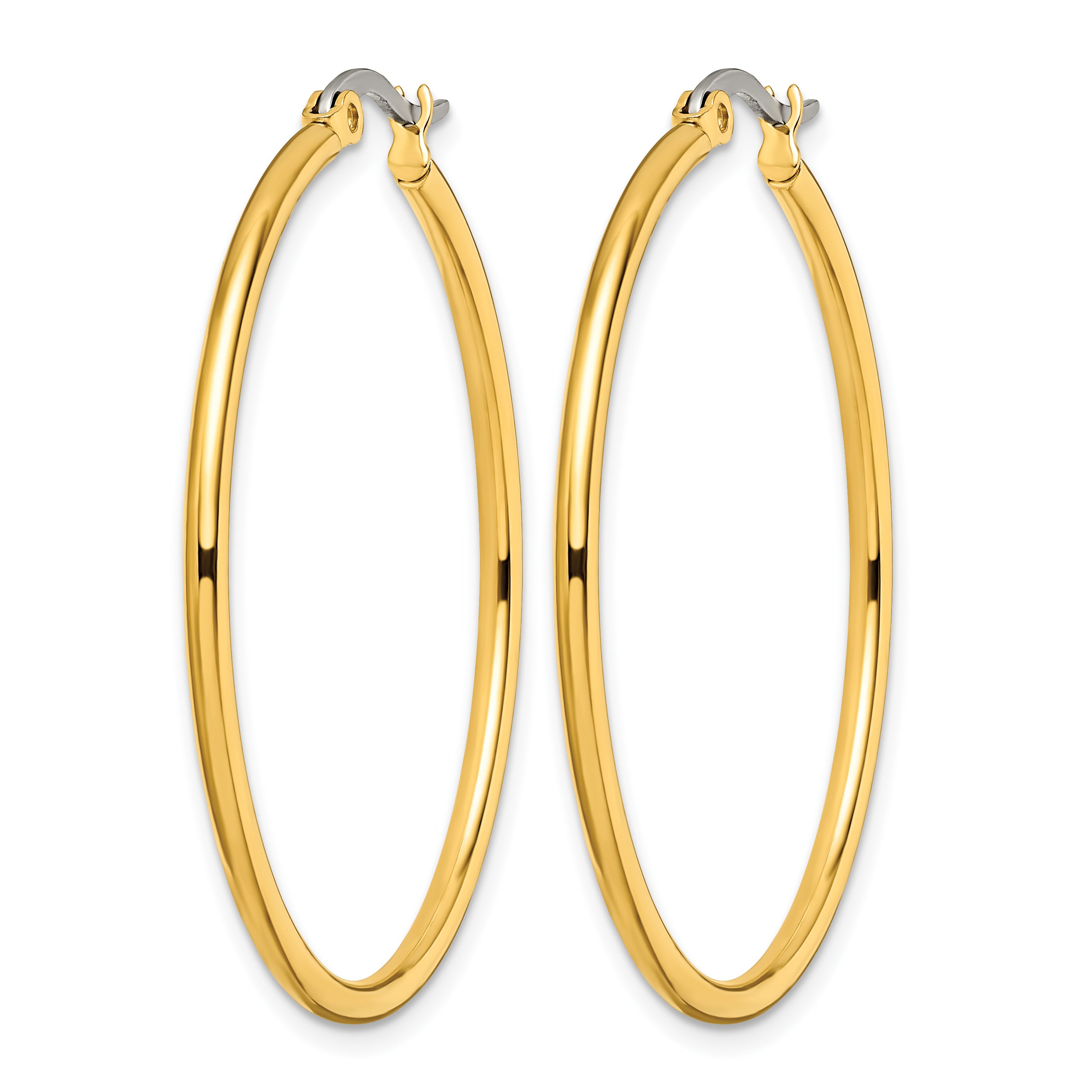 Stainless Steel Gold-Tone Polished Hoop Earrings for Women