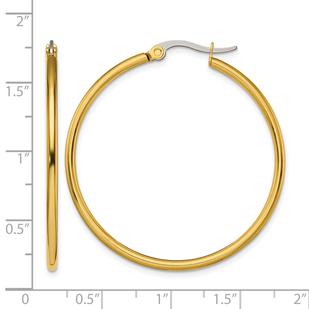Stainless Steel Gold-Tone Polished Hoop Earrings for Women