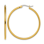 Stainless Steel Gold-Tone Polished Hoop Earrings for Women
