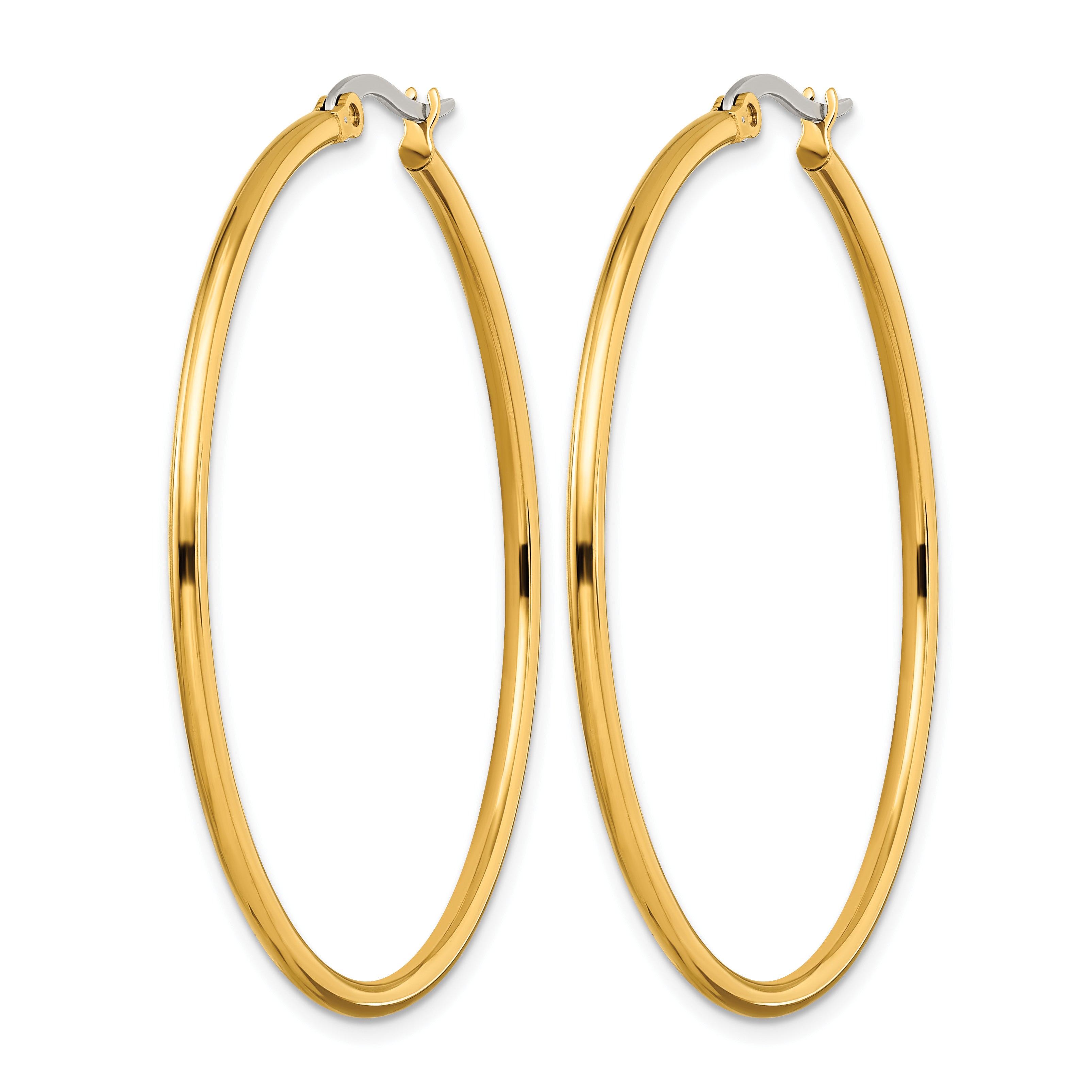 Stainless Steel Gold-Tone Polished Hoop Earrings for Women