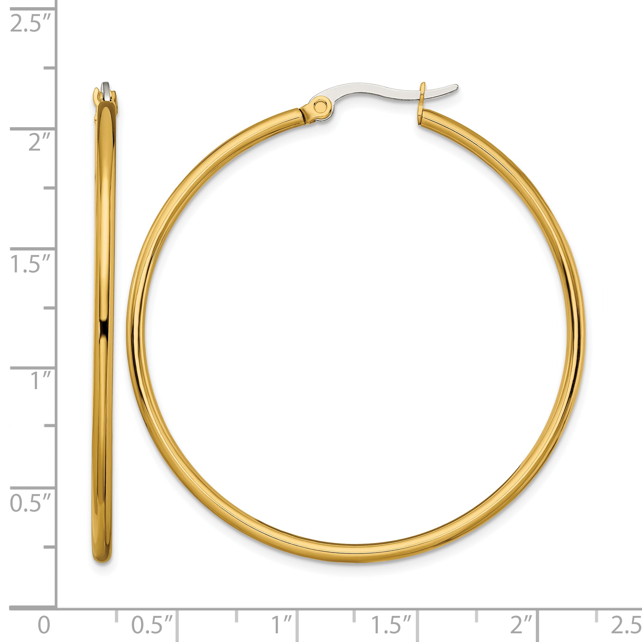 Stainless Steel Gold-Tone Polished Hoop Earrings for Women