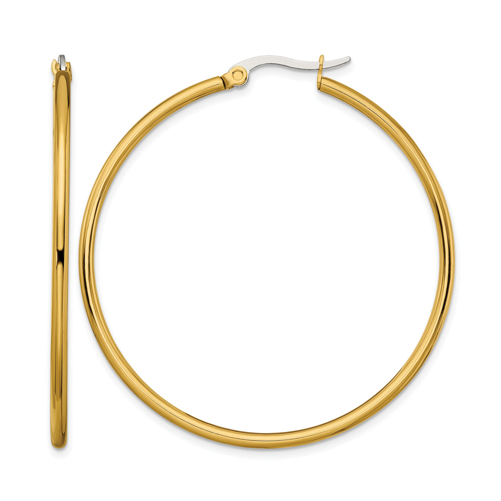 Stainless Steel Gold-Tone Polished Hoop Earrings for Women