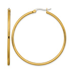 Stainless Steel Gold-Tone Polished Hoop Earrings for Women
