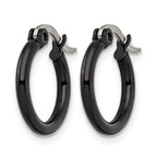 Stainless Steel Black Polished Hoop Earrings for Women