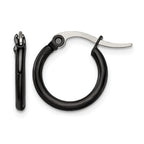 Stainless Steel Black Polished Hoop Earrings for Women