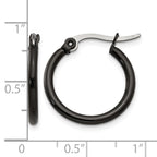 Stainless Steel Black Polished Hoop Earrings for Women