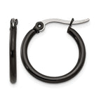 Stainless Steel Black Polished Hoop Earrings for Women