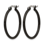 Stainless Steel Black Polished Hoop Earrings for Women