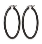 Stainless Steel Black Polished Hoop Earrings for Women