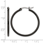 Stainless Steel Black Polished Hoop Earrings for Women