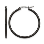 Stainless Steel Black Polished Hoop Earrings for Women