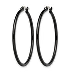 Stainless Steel Black Polished Hoop Earrings for Women