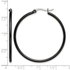 Stainless Steel Black Polished Hoop Earrings for Women