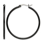 Stainless Steel Black Polished Hoop Earrings for Women