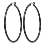 Stainless Steel Black Polished Hoop Earrings for Women