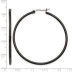Stainless Steel Black Polished Hoop Earrings for Women