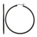 Stainless Steel Black Polished Hoop Earrings for Women