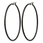 Stainless Steel Black Polished Hoop Earrings for Women