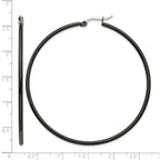 Stainless Steel Black Polished Hoop Earrings for Women