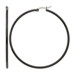 Stainless Steel Black Polished Hoop Earrings for Women