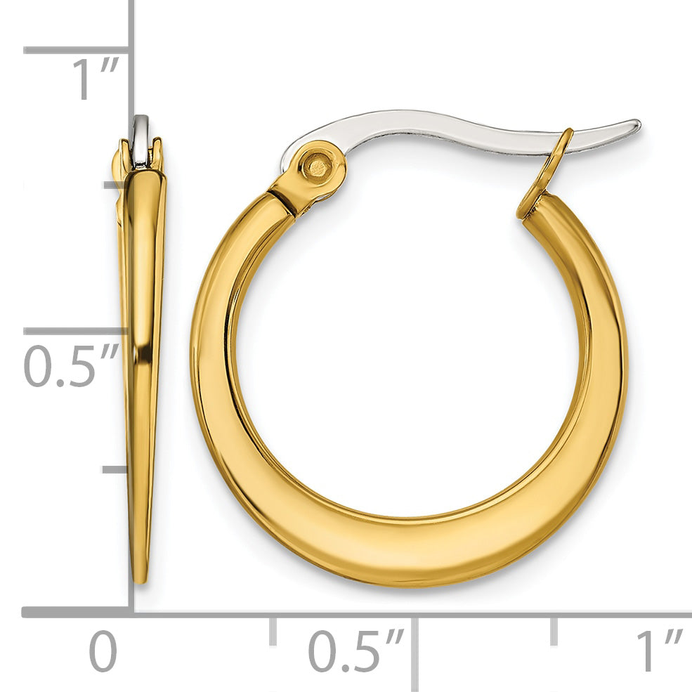 Stainless Steel Gold-Tone Polished Hoop Earrings for Women
