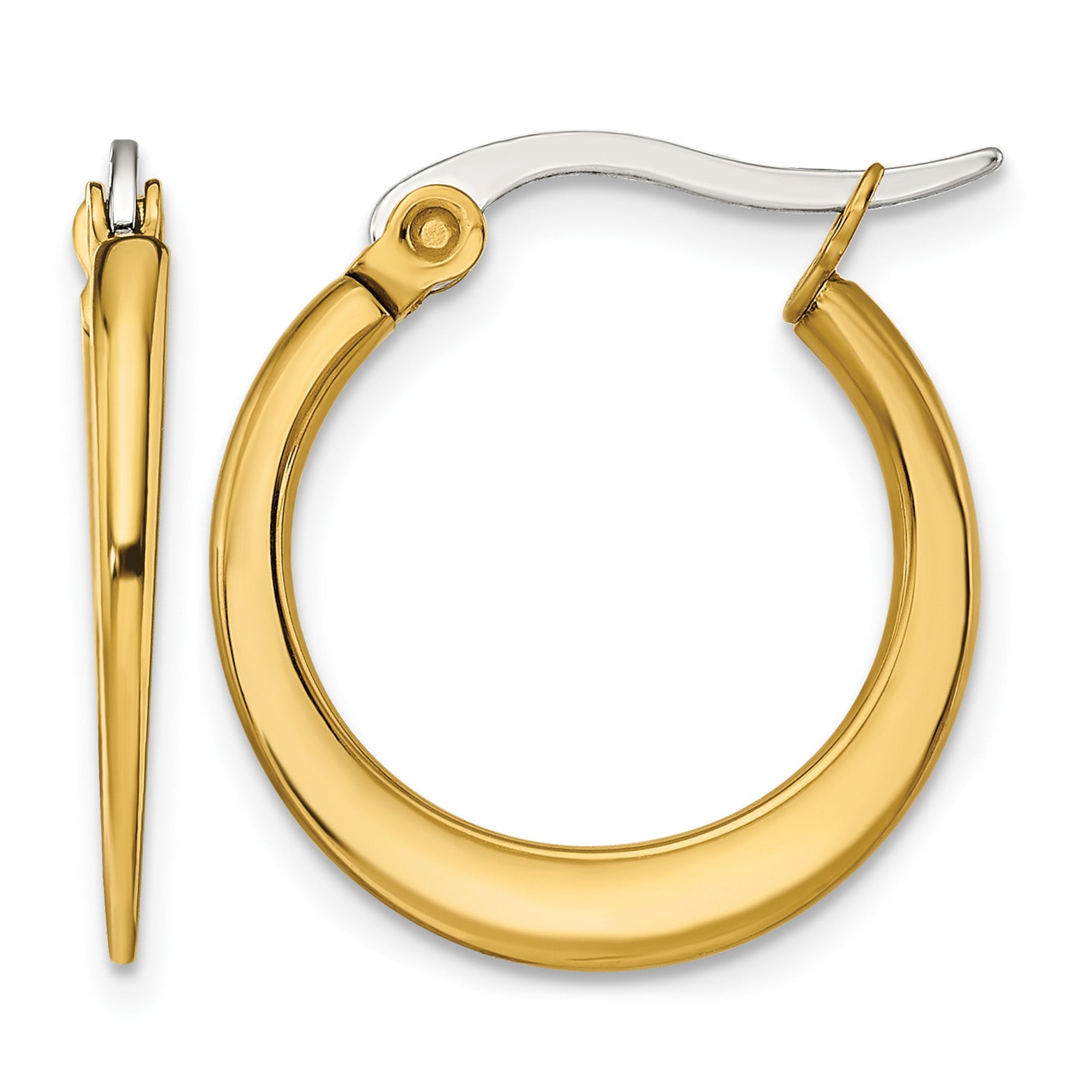 Stainless Steel Gold-Tone Polished Hoop Earrings for Women Main image