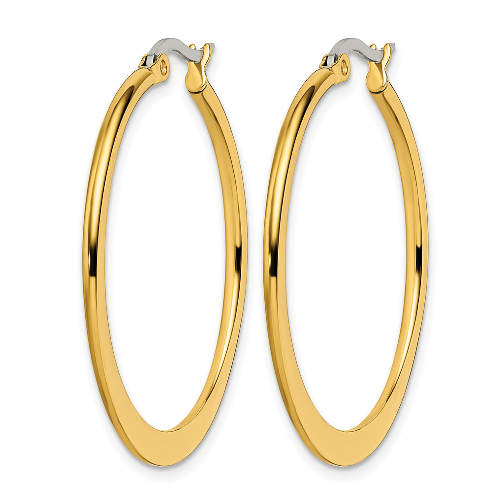 Stainless Steel Gold-Tone Polished Hoop Earrings for Women