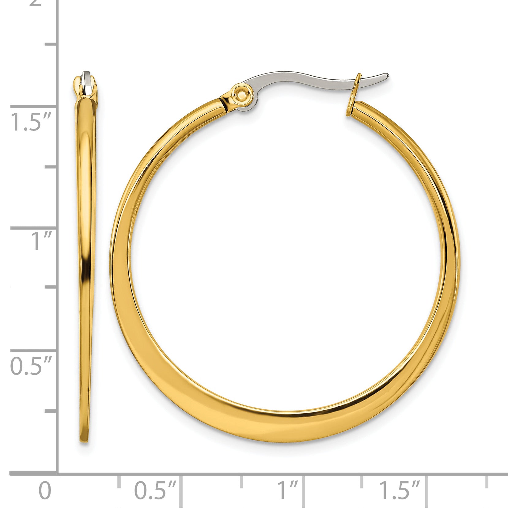 Stainless Steel Gold-Tone Polished Hoop Earrings for Women
